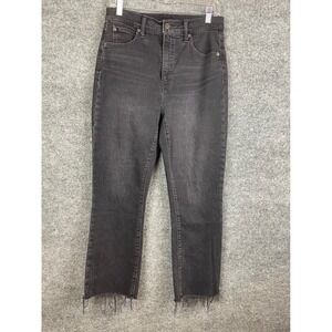 Gap Kick Fit Jeans Womens 30/10R Black‎ Excellent High Rise Raw Hem Stretch